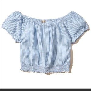 Blue and white thin stripes Hollister crop top